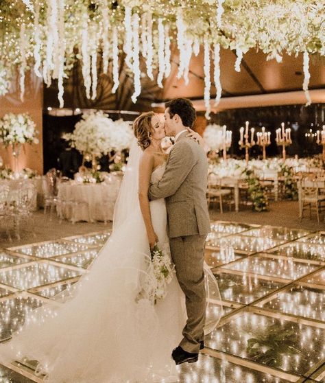 Dance Floor With Lights, Glass Dance Floor, Indian Beach Wedding, Floral Chandelier Wedding, Outdoor Dance Floors, Fairy Lights Wedding, Romantic Dance, Bahamas Wedding, Athens Wedding