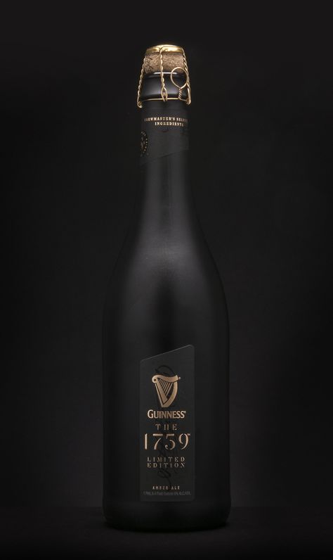 Guinness The 1759 is a Limited Edition, Ultra-Premium Beer Beer Serving, Stemless Champagne Flutes, Guinness Beer, Premium Beer, Bottle Design Packaging, Alcohol Bottles, Beer Packaging, Wine Packaging, Wine And Liquor