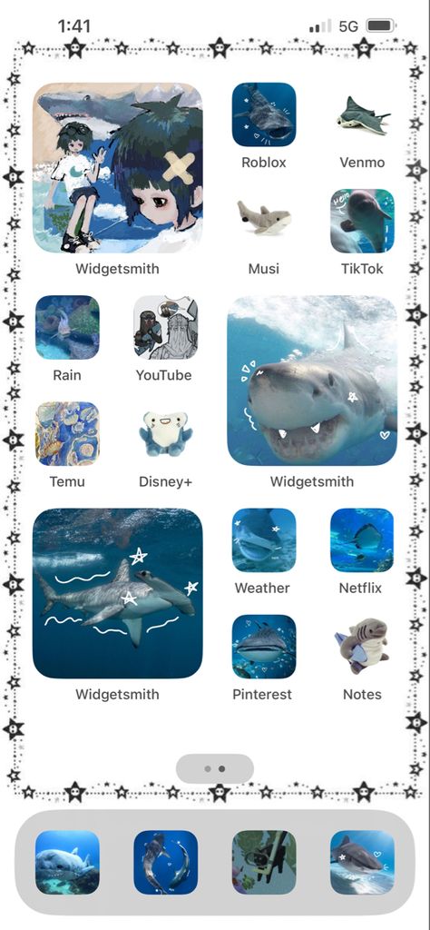 Sea Themed Background, Aquarium Iphone Layout, Shark Phone Widgets, Sea Themed Widgets, Shark Home Screen Layout, Shark Iphone Layout, Sea Homescreen Layout, Shark Themed Phone Layout, Shark Phone Layout