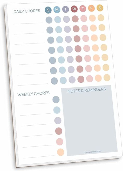 Amazon.com : bloom daily planners Magnetic Chore Chart Planning Pad - Daily & Weekly Habit and To Do Tracker with Notes & Reminders for Adults, Teens, and Kids - Family Organizer and Responsibility Reward System - 60 Sheets - 6” x 9”, Pastel : Office Products Pastel Office, Weekly Habits, Dry Erase Planner, Magnetic Chore Chart, Vision Planner, Baby Planner, Weekly Chores, Note Reminder, Ultimate Planner