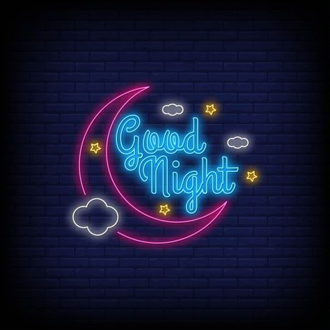 Brick Wall Background, Wall Background, Brick Wall, Neon Sign, Good Night, Neon, Moon, Stars, Wall