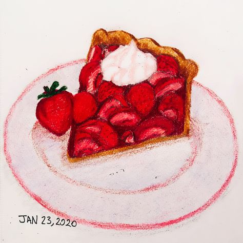 Strawberry pie 🍓 It’s international pie day! 🥧 Honestly, Betty’s strawberry pie from the Willow Restaurant sounds amazing right now 😋 that’s all I have been thinking about (and drooling over) while working on this 🤤 anyone want to save me a piece?! Strawberry Pie Drawing, Fresa Dibujo, Draw Strawberry, Pie Drawing, Pie Day, Strawberry Pie, Daily Art, Right Now, Sketch Book