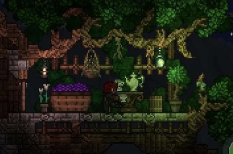 Terraria Mini Builds, Terraria Village, Terraria Underground Base, Terraria Wizard House, Terraria Underground House, Terraria Treehouse, Terraria Tree House, Terraria Dynasty House, Terraria Bridge