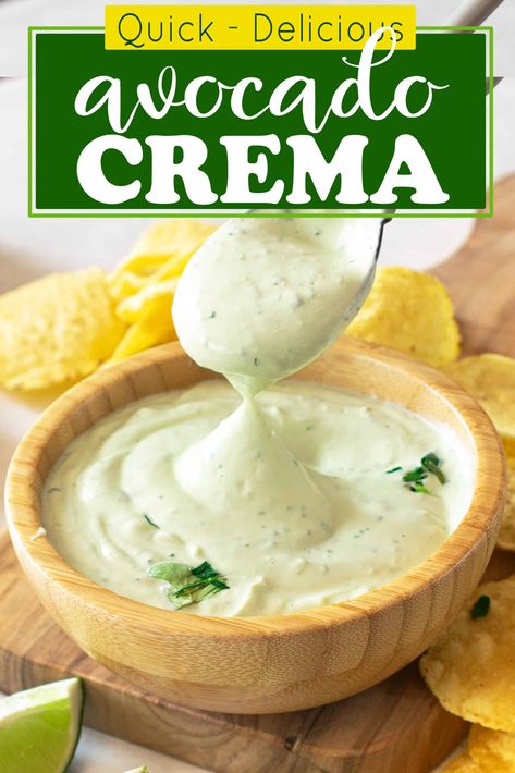 Avocado Crema Recipe, Mixed Seafood Recipe, Crema Recipe, Light Sauce, Avocado Crema, Seafood Recipes Healthy, Easy Recipes For Beginners, Avocado Sauce, Savory Food