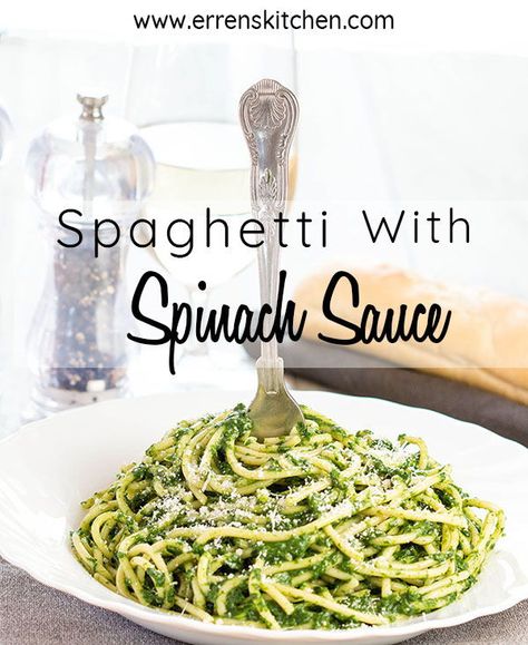 This Spaghetti with Spinach Sauce recipe is an easy pasta sauce that's, healthy & flavorful. A vibrant cheesy, creamy, low-calorie sauce. #pasta #spaghetti #spinach #easymeal #budgetmeal #spinachsauce#recipe #dinner #weeknightmeal Spaghetti And Spinach, Spaghetti Spinach, Low Calorie Sauces, Spaghetti With Spinach, Spinach Sauce, Easy Pasta Sauce, Chicken Spaghetti, Spinach Pasta, Pasta Sauce Recipes