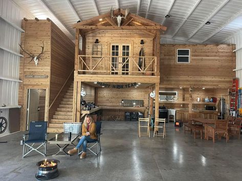 Shop Loft Ideas, Pole Barn Man Cave, Pole Barn Home, Hangar House, Hanger House, Justin Time, Pole Barn Garage, Metal Building House Plans, Steel Building Homes