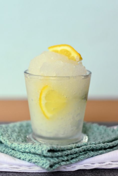 Quick and Fragrant Lemon Granita - Lemon Granita, Granita Recipes, Sicilian Lemon, Lemon Slice, Slushies, Mint Leaves, Ice Cubes, Sorrento, The Ice