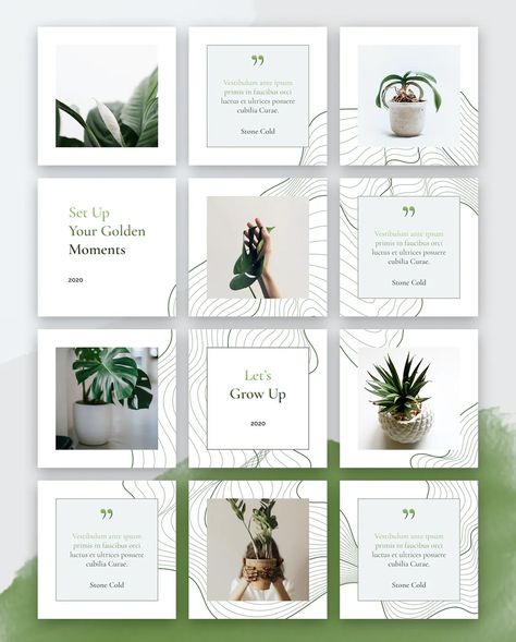 Botanical Instagram Puzzle Template PSD Best Instagram Layout Design, Instagram Graphics Design, Layout Design Instagram, Instagram Puzzle Design, Puzzle Template Instagram, Instagram Feed Theme Layout, Instagram Feed Template, Instagram Grid Layout, Instagram Layouts