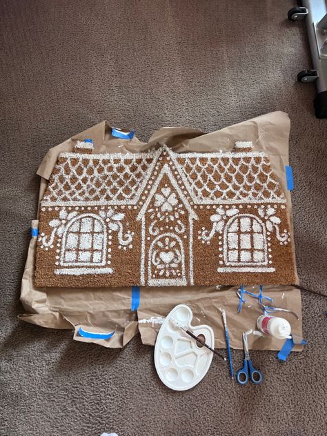 Christmas Door Mat Diy Gingerbread House, Ginger Bread House Door Mat, Diy Gingerbread House Door Mat, Gingerbread Welcome Mat, Gingerbread Door Mat Diy, Gingerbread House Mat, Gingerbread House Doormat Diy, Gingerbread Door Mat, Diy Gingerbread Doormat