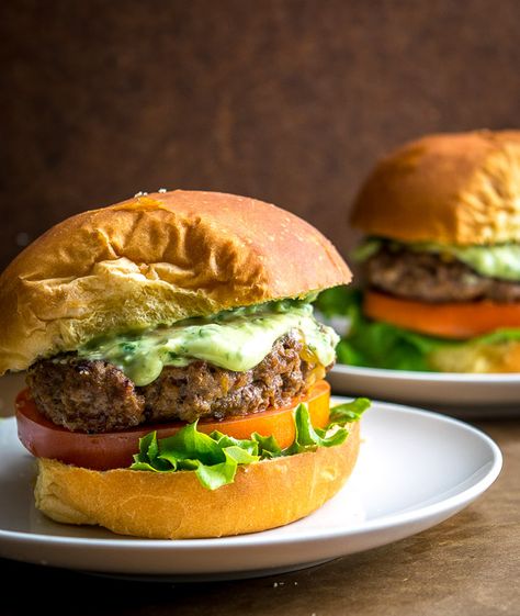 Chipotle Burgers with Creamy Avocado Sauce | Mexican Please Avocado Sauce Recipe, Burgers With Avocado, Southwest Burger, Easy Burgers, Bison Burgers, Creamy Avocado Sauce, Avocado Sauce, Homemade Burgers, Gourmet Burgers