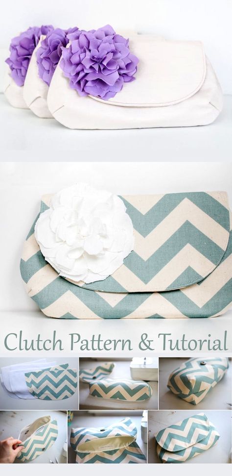 Foldover Clutch Pattern & Tutorial Fold Over Clutch Pattern, Clutch Bag Pattern Free, Clutch Sewing, Clutch Bag Pattern, Clutch Pattern, Fold Over Clutch, Foldover Clutch, Pouch Tutorial, Small Clutch