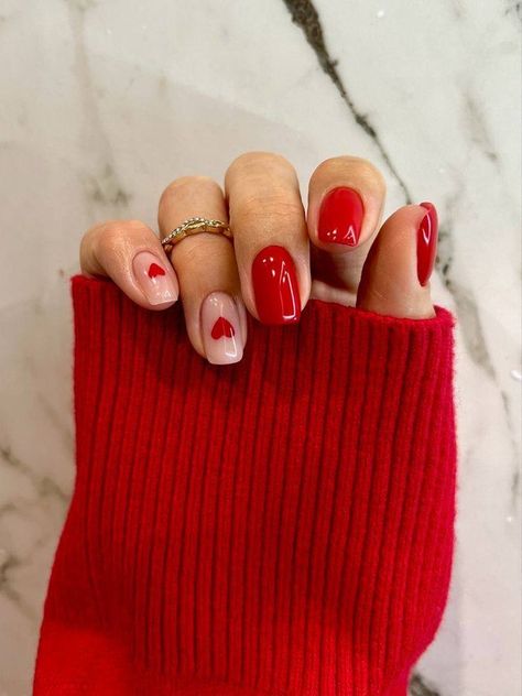 February Nails, Simple Gel Nails, Minimal Nails, Heart Nails, Fancy Nails, Chic Nails, Valentine's Day Nails, Valentines Nails, Perfect Nails