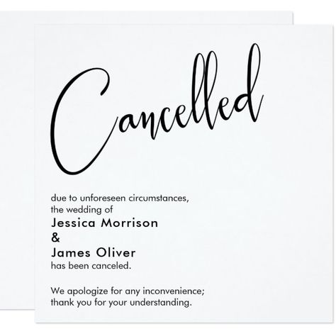 Elegant Simple Wedding Cancelled Announcement #change #of #plans #announcement #cancelled Wedding Cancellation Announcement, Elegant Simple Wedding, Wedding Cancellation, Elegant Engagement Party, Engagement Party Invitations, Simple Wedding, Script Font, Simple Weddings, Zazzle Invitations