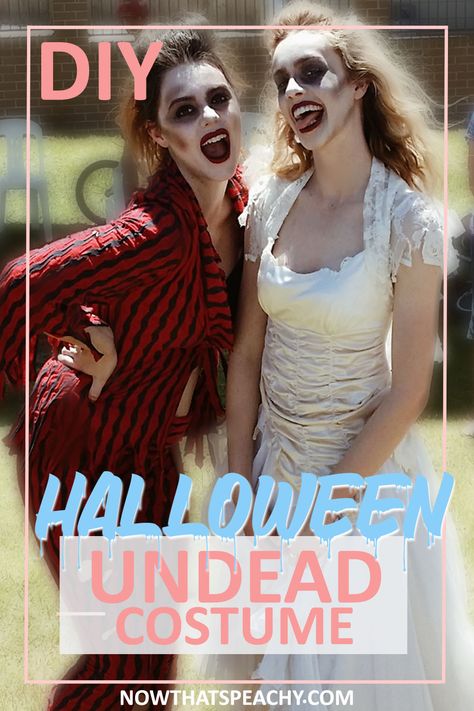 UNDEAD Zombie Make-up & Costume DIY to make at home | The Walking Dead dress up ideas and tutorial Undead Costume Ideas, Zombie Outfits Diy, Zombie Costume Diy Women, Thriller Zombie Costume Diy, Women’s Zombie Costume, Women Zombie Makeup, Zombie Diy Costume Women, Women Zombie Costume Diy, Zombie Outfits Women