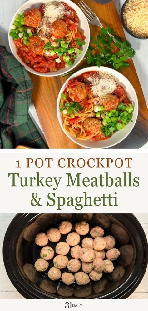 Turkey Meatballs And Spaghetti, Crockpot Turkey Meatballs, Turkey Sausage Meatballs, Crockpot Ground Turkey, Simple Marinara Sauce, Turkey Meatballs Crockpot, Easy Slow Cooker Meatballs, Homemade Turkey Meatballs, Meatballs And Spaghetti