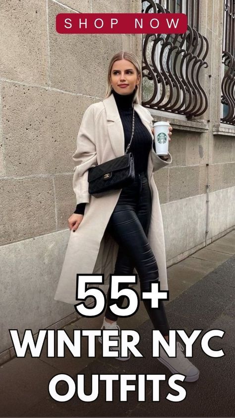 WINTE ROUTFITS 2025 City Brunch Outfit Winter, Winter Chicago Outfit, Ny Outfits Winter, Oversized Coat Outfit Winter, Modern Winter Outfits, Nyc Winter Outfits Street Style, Ny Winter Outfits, Chicago Winter Outfits, Long Coat Outfits