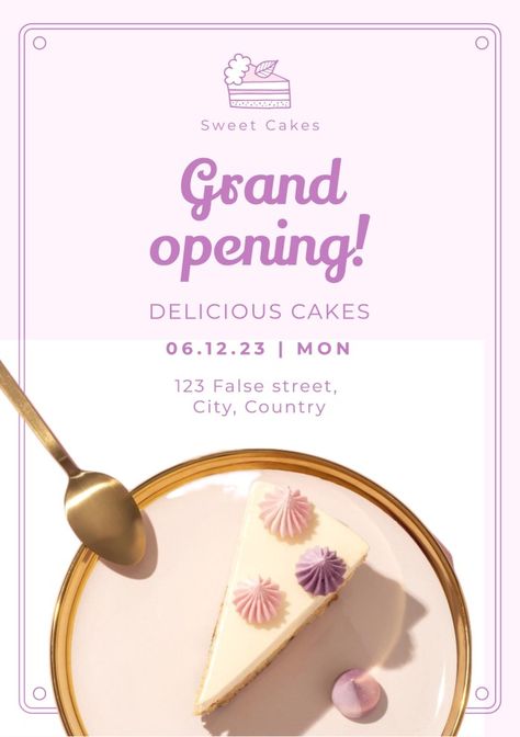 Bakery Opening Invitation, Bakery Opening, Shop Opening Invitation Card, Bakery Names, Opening Invitation, Grand Opening Invitations, Opening A Bakery, Poster Food, Cupcake Bakery