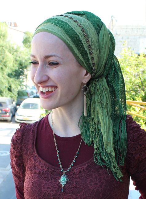 wrapunzel andrea grinberg Tichel Fashion, Waterfall Twist, Hair Covers, Wrap Tutorial, Head Coverings, Olive Grove, Hair Scarf Styles, Braided Bun Hairstyles, Jewish Women