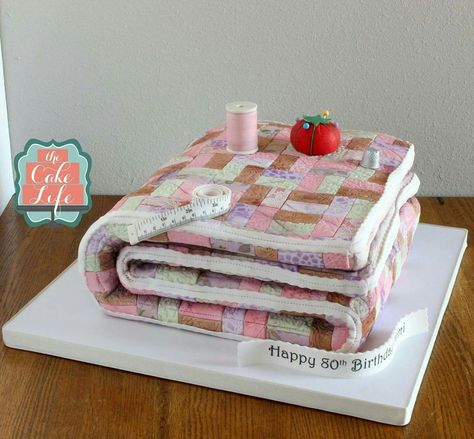 Quilt Cake, Patchwork Cake, Mother Birthday Cake, Knitting Cake, Sewing Cake, Quilted Cake, 90th Birthday Cakes, 70th Birthday Cake, Wedding Anniversary Cakes