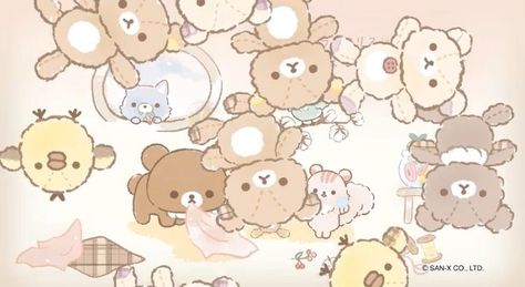 Sanrio Wallpaper Desktop, Art Hello Kitty, Rilakkuma Wallpaper, Sanrio Wallpapers, Rilakkuma Korilakkuma, Macbook Wallpapers, My Melody Wallpaper, Cute Desktop, Computer Wallpapers