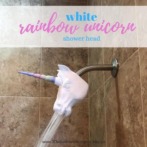 Rainbow Unicorn Shower Head Unicorn Gifts Bathroom | Etsy Unicorn Bathroom Ideas, Unicorn Bathroom, Kids Bathroom Ideas Shared, Kids Bathroom Decor, Unicorn Decor, Unicorn Room, Unicorn Bedroom, Girl Bathrooms, Shower Together