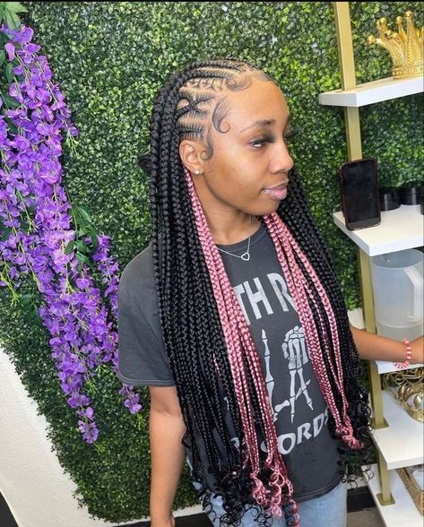 Pin on gotta love Braided Hairstyles For Black Women Cornrows, Big Box Braids Hairstyles, Feed In Braids Hairstyles, Box Braids Hairstyles For Black Women, Cute Braided Hairstyles, Braided Cornrow Hairstyles, Braids Hairstyles Pictures, Cute Box Braids Hairstyles, Girl Braids