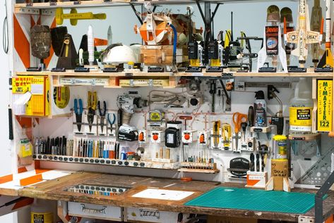 Noguchi Table, Tom Sachs, Garage Workshop Organization, Garage Studio, Artist Workshop, Bedroom Setup, Isamu Noguchi, Workshop Organization, Container Shop