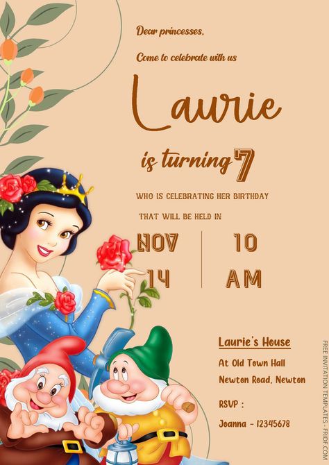 Free Editable Word - Snow White Birthday Invitation Templates Check more at https://www.fridf.com/free-editable-word-snow-white-birthday-invitation-templates/ Snow White Birthday Party Invitations, Snow White Birthday Invitations, Snow White Invitations, Snow White Birthday Party, Snow White Birthday, 1 Year Birthday, Bday Invitations, Birthday Invites, White Birthday