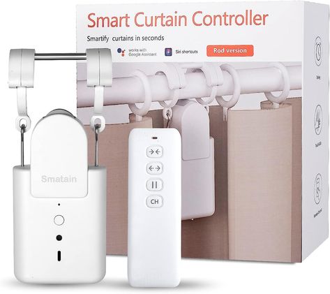 SMATAIN Automatic Curtain Opener Robot - Smart Curtains Home Device with Remote Control, Timer Switch, Voice Control, Manual Control 1 Pack Smart Curtains, Curtain Opener, Curtain Styles, Curtains Home, Curtain Track, Bluetooth Remote, Types Of Rooms, House System, Curtains Window Treatments