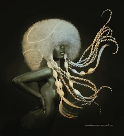 Black Woman Underwater, Black Goddess Art, Afrofuturism Aesthetic, Black Siren, Art Appliqué, Black Goddess, Black Photography, Afrocentric Art, Tableau Art