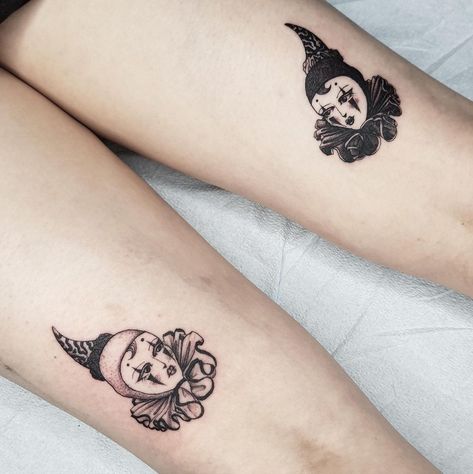 Pierrot Clown Tattoo, Pierrot Tattoo, Jester Tattoo, Circus Tattoo, Clown Tattoo, Doll Tattoo, Theme Tattoo, Creepy Tattoos, Śliczne Tatuaże