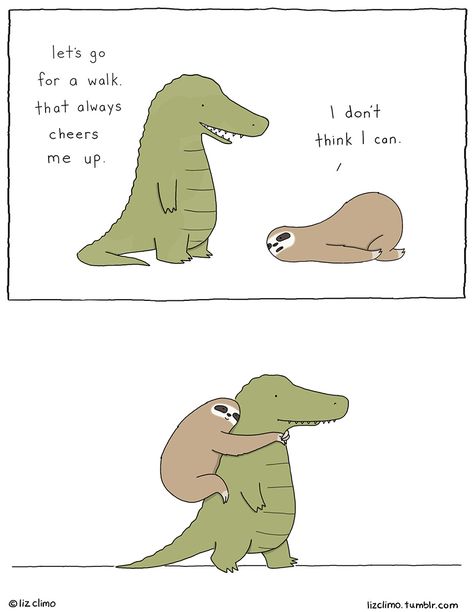 Cute and Positive Affirmations - Liz Climo Liz Climo Comics, Liz Climo, Wallpapers Funny, Funny Animal Comics, Cartoon Humor, Cartoon Images, Wholesome Memes, Cute Kittens, Cute Comics