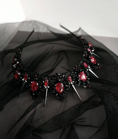 Black Crown With Metal Spikes Black and Red Crown for | Etsy Black Tiara Gothic, Persephone Crown, Black Halo Crown, Evil Queen Crown, Red Tiara, Prom Tiaras, Black Tiara, Gothic Crown, Goth Accessories