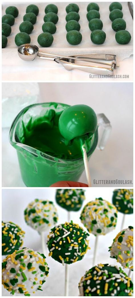 Irish Cake Pops, Irish Cake Balls, St Patrick’s Cake Pops, St Patrick’s Day Cake Pops, St Patricks Cake Pop, Cake Pops Decoracion, Leprechaun Cake, Eye Cake, Green Velvet Cake