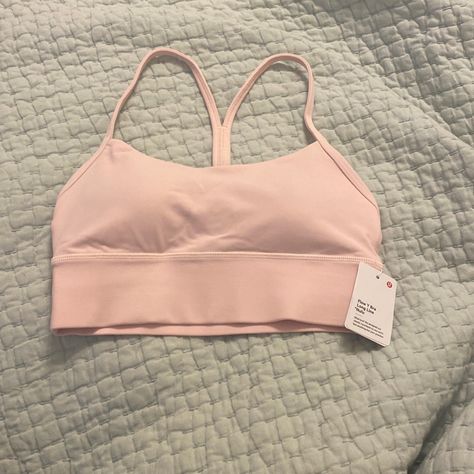 Lululemon Flow Y Longline Bra *Nulu - Size 4 - Flush Pink Never Worn ** New With Tags!! Send Me An Offer! Lulu Sports Bra Aesthetic, Lululemon Bra Sport Bras, Sports Bra Aesthetic, Lulu Lemon Sports Bras, Lulu Sports Bra, Pilates Wear, Wag Dr, Lululemon Collection, Sports Bra Collection