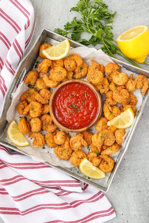 This homemade popcorn shrimp recipe is dredged, dipped, and deep fried to crunchy-tender perfection. Dunk these bite-sized golden nuggets into your favorite sauces for a delicious appetizer or main course! Popcorn Shrimp Recipe, Popcorn Shrimp, Chicken Tortillas Soups Recipe, Homemade Popcorn, Crispy Shrimp, Frozen Shrimp, Shrimp Recipe, Chicken Tortilla Soup, How To Cook Shrimp