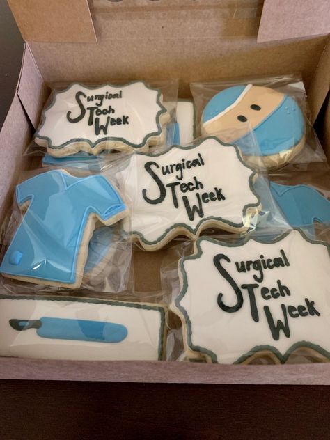 Surgical Tech Week Gift Ideas, Patient Care Tech, Scrub Tech, Pinning Ceremony, Surgical Tech, Tech Week, Pioneer Gifts, 2023 Graduation, Decorated Cookies