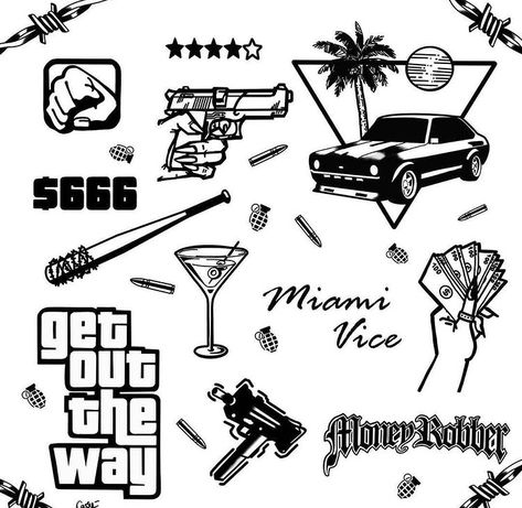 Gta Tattoo Design, Gta Drawings, Gta Tattoo Ideas, Skate Tattoo Ideas, Gta 5 Tattoo, Tatuajes Ignorant, Gta Tattoo, Acab Tattoo, Gangsta Art