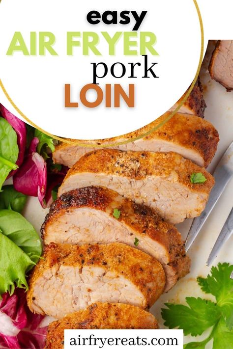 Cooking a pork loin is now even easier! My Air Fryer Pork Loin is tender, juicy, seasoned just right, and ready in just 20 minutes. Pork Loin Air Fryer Recipe, Air Fry Pork Loin, Pork Loin In Air Fryer, Pork Loin Air Fryer, Air Fryer Recipes Pork Loin, Air Fryer Pork Loin, Cooking Pork Loin, Air Fryer Recipes Pork, Pork Loin Ribs