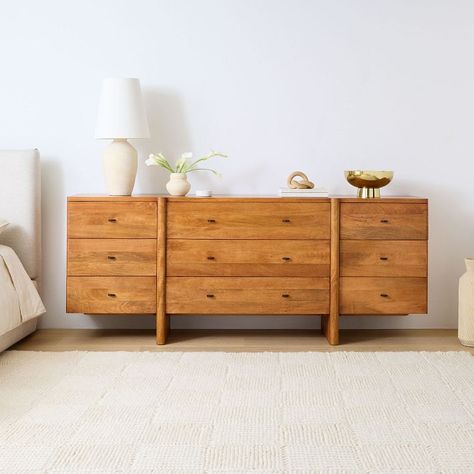 Otto 9-Drawer Dresser (84") Dresser Large, 9 Drawer Dresser Bedroom, Dresser Scandinavian, Low Drawers Bedroom, Long Low Dresser, Oak Wood Dresser, Low Drawers, Large Dresser Bedroom, West Elm Mid Century Dresser