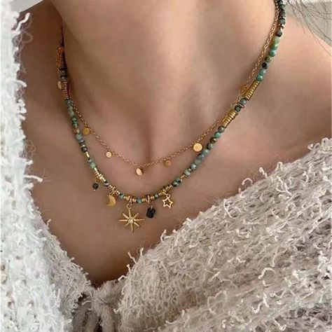 Green Beaded Star Boho 2 Pc Necklace In Gold Tone Hardware New (Boutique Packaging) **Let Me Know If You Like To Bundle With Another Listing! **I Always Accept Reasonable Offers Cute Earrings Cute Jewelry Dainty Jewelry Summer Vacation Cute Outfits Trendy Jewelry Formal Jewelry Wedding Earrings Lovers Gift Holiday Gift Gift For Her Tags : Anthro Anthropologie Free People We The Free Zara Zara Jewelry Lili Pulitzer Kendra Scott 8 Other Reasons Dolls Kill Lili Clasps For Love And Lemons Ettika Sha Boutique Packaging, Jewelry Formal, Blue Turquoise Necklace, Beaded Boho Necklace, Beaded Star, Surf Jewelry, Formal Jewelry, Earthy Jewelry, Zara Jewelry