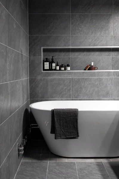 Luxury Grey Bathroom Tile Ideas Neutral Bathroom Tile, Makeover Kamar Mandi, Neutral Interior Design, Top Bathroom Design, Grey Bathroom Tiles, Bilik Air, Bathroom Tile Ideas, Luxury Bathrooms, Grey Bathroom