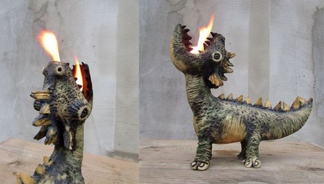 ceramic dragon oil lamp Ceramic Oil Lamps Pottery, Ceramic Oil Lamp, Ceramic Lamps Handmade, Pottery Dragon, Dragon Candle Holder, Dragon Lamp, Ceramic Dragon, Dragon Candle, Realistic Dragon