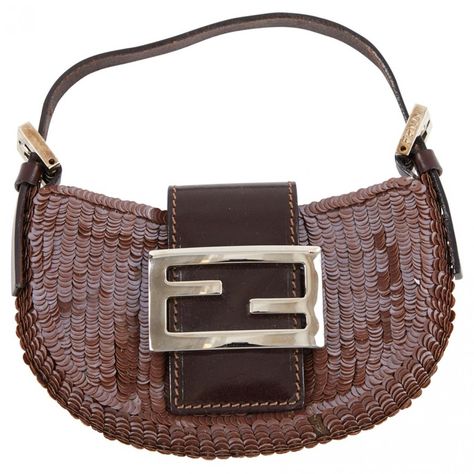 Leather Mini Bag - Brown - Fendi Shoulder bags Brown Leather Handbag, Fendi Shoulder Bag, Leather Mini Bag, Fendi Handbag, Brown Leather Handbags, Shoulder Bags For Women, Woman Bags Handbags, Sequin Mini, Fendi Baguette