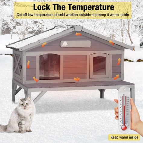 Tucker Murphy Pet™ Draizy Heated Cat House & Reviews | Wayfair Outside Cat Enclosure Winter, Outdoor Cat Enclosure Winter, Cat House Outdoor Winter, Heated Outdoor Cat House, Cat House Outdoor, Outside Cat Enclosure, Insulated Cat House, Heated Cat House, Cat Projects