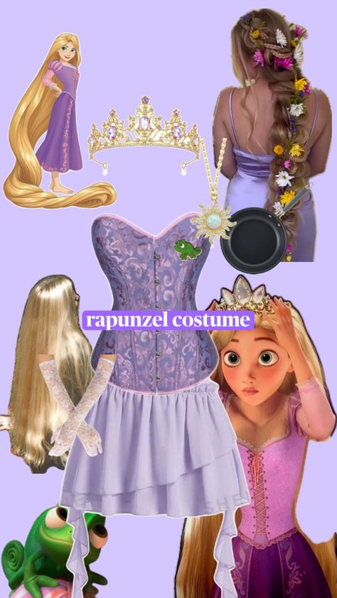 rapunzel halloween costume idea Easy Rapunzel Costume, Arial Costume, Rapunzel Costume Ideas, Rapunzel Aesthetic Outfit, Repunzle Costume Idea, Rapunzel Costume Women, Rapunzel Short Hair, Rapunzel Halloween, Rapunzel Halloween Costume