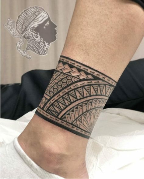 Hawaiian Leg Tattoo, Ankle Cuff Tattoo, Polynesian Leg Tattoo, Ankle Band Tattoo, Ankle Tattoo Men, Leg Band Tattoos, Leg Tattoo Ideas, Best Leg Tattoos, Cuff Tattoo