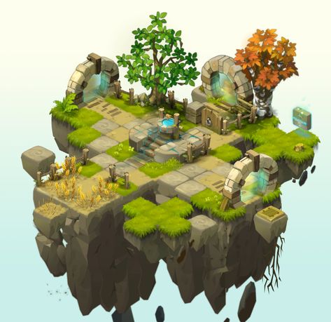 ArtStation - Wakfu MMO Lead Level Design / Art Director, Severin Baclet 3d Level Design, Wakfu Game, Ancient Portal, Time Clipart, Game Art Environment, Game Level Design, Art Environment, Isometric Map, Minecraft Banner Designs