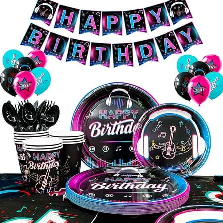 Great Value Big Package: you will get 138pcs tik tok birthday party decorations set-1 tik tok birthday banner ,12 tik tok balloons, 1 tik tok tablecloth,16 tik tok plates cups and napkin sets ect tiktok party theme party supplies for 16 Guests. High Quality Material: All the music tik tok party decorations are made of high-quality materials, we have fully consider the entertainment and safety of people when developing these party supplies,so both adults and children can use it with confidence. P Tik Tok Birthday Party, Tik Tok Party, Tik Tok Birthday, Tiktok Theme, Music Note Party, Tiktok Party, Tiktok Birthday, Music Theme Birthday, Music Themed Parties