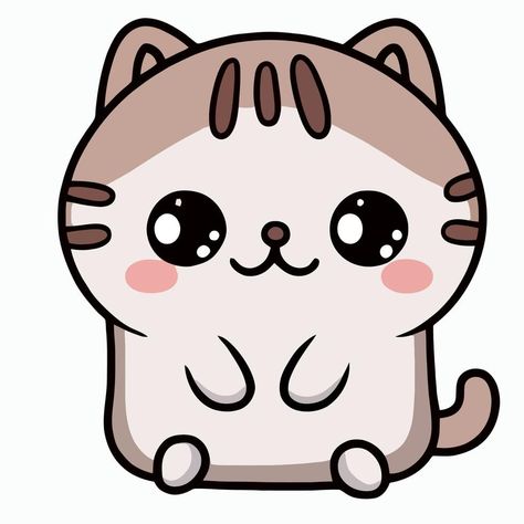 Kawaii Cat Drawing, Cute Cat Illustration, Chibi Cat, Cat Kawaii, Cute Cat Drawing, Animal Doodles, Cat Cartoon, Kawaii Chibi, Chibi Drawings